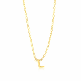 9ct Yellow Gold Initial "L" Pendant On Chain