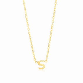 9ct Yellow Gold Initial "S" Pendant On Chain