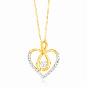 9ct Yellow Gold Luminesce Lab Grown Infinity In Heart Diamond Pendant