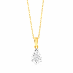 9ct Yellow Gold Luminesce Lab Grown Pear Shape Pendant