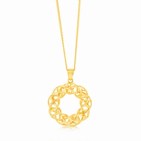 9ct Yellow Gold Mesh Circle Of Life Pendant