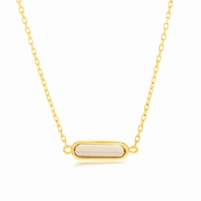 9ct Yellow Gold  Natural Quartz Pendant On Chain