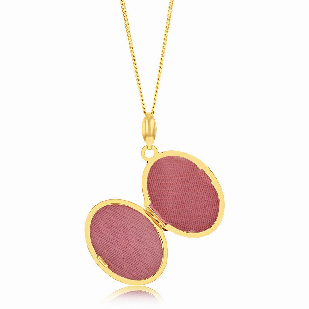 9ct Yellow Gold Oval Pearl And Diamond Locket