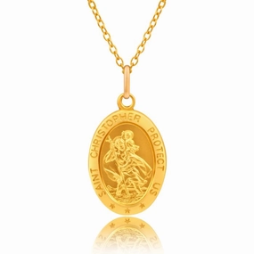9ct Yellow Gold Oval St Christopher Pendant