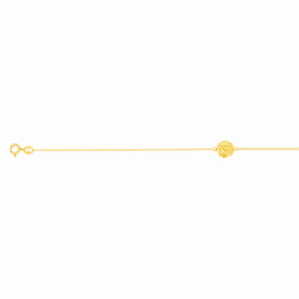 9ct Yellow Gold Patterned Round Disc 19cm Bracelet