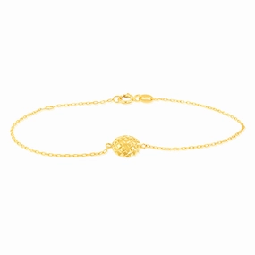 9ct Yellow Gold Patterned Round Disc 19cm Bracelet