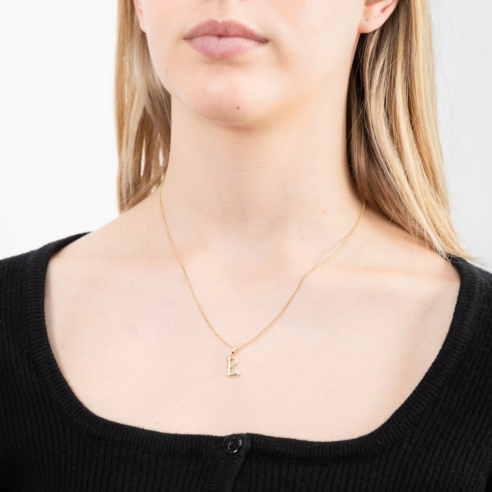9ct Yellow Gold Pendant Initial B set with Diamond