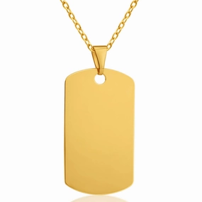 9ct Yellow Gold Plain Dog Tag Pendant