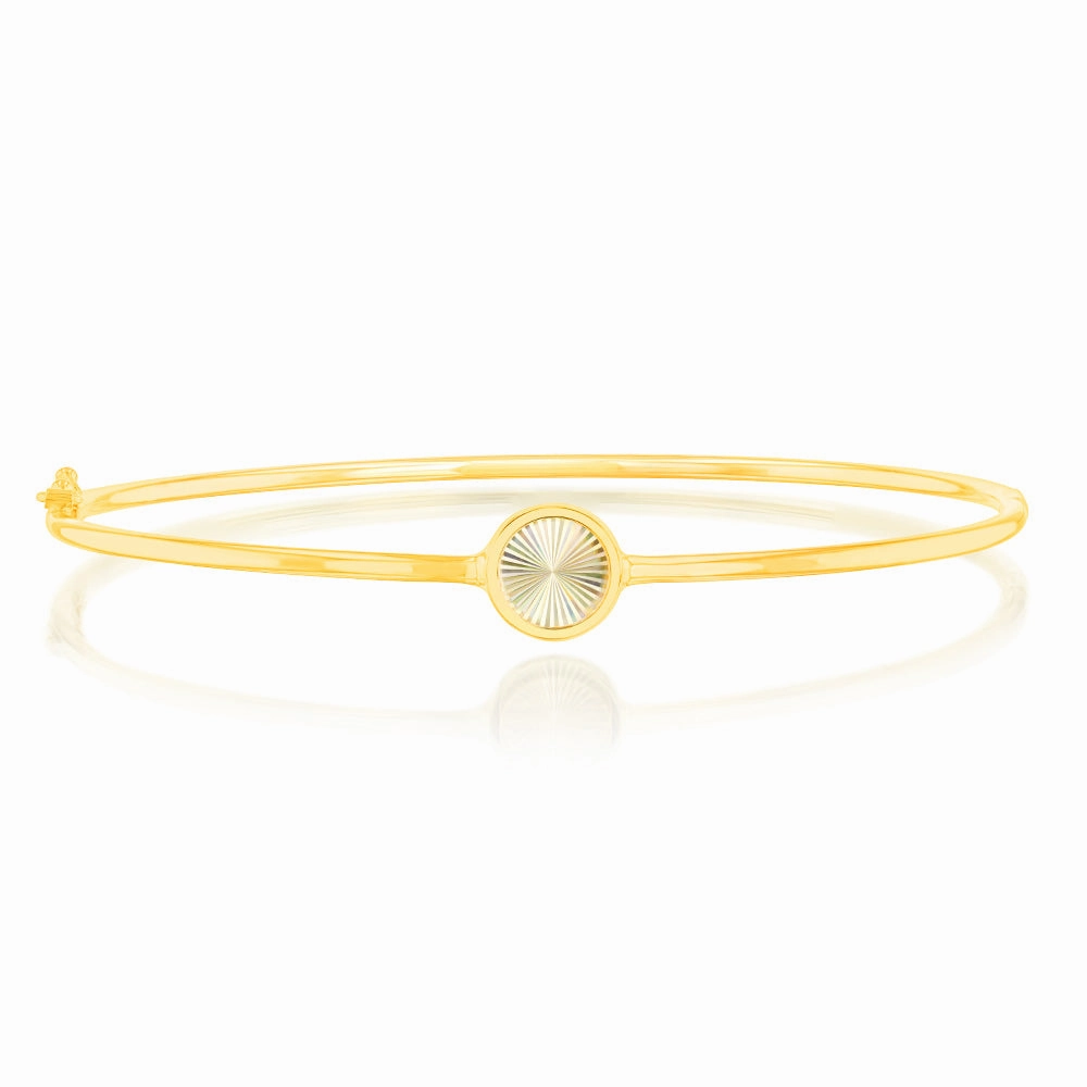9ct Yellow Gold Rainbow Circle Hinged Bangle