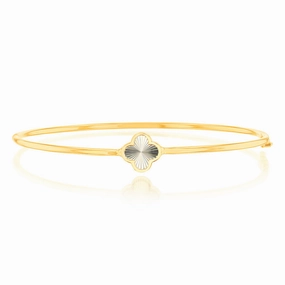 9ct Yellow Gold Rainbow Petal Hinged Bangle