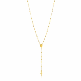 9ct Yellow Gold Rosary Madonna & Cross 50cm