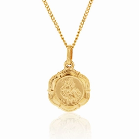 9ct Yellow Gold Saint Christopher Pendant 6 sided