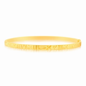 9ct Yellow Gold Silver filled 4mm Wide Roman Numeral 65mm Bangle