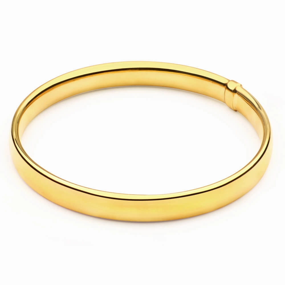9ct Yellow Gold Silver Filled 8mm x 65mm Bangle