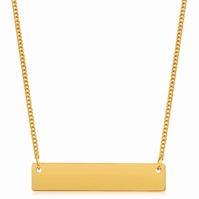 9ct Yellow Gold Silver Filled Bar Pendant With 45cm Chain