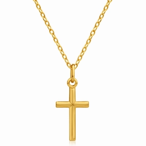 9ct Yellow Gold Silver Filled Barrel Cross 17mm Pendant