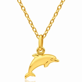 9ct Yellow Gold Silver Filled Dolphin Pendant