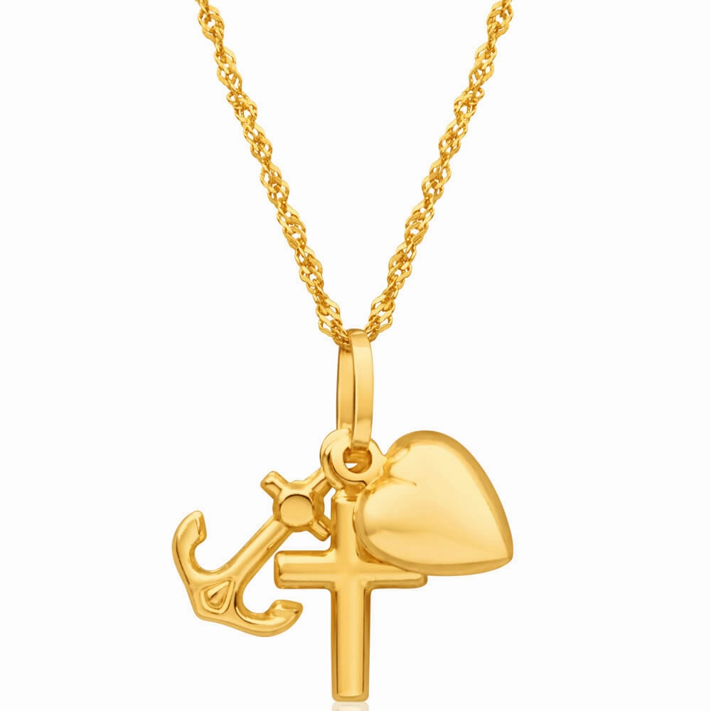 9ct Yellow Gold Silver Filled Faith Hope Charity Pendant