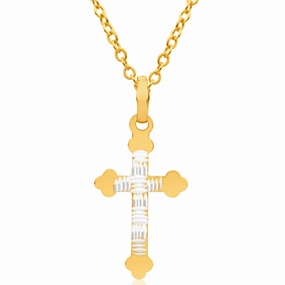 9ct Yellow Gold Silver Filled Fancy Cross Pendant