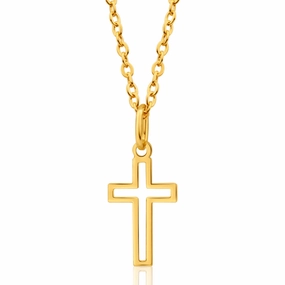 9ct Yellow Gold Silver Filled Open Cross 19mm Pendant
