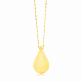 9ct Yellow Gold Silver-filled Polished Tear Drop Pendant on Chain