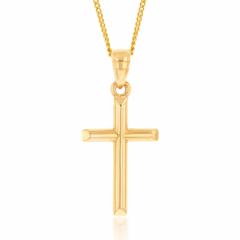 9ct Yellow Gold Silverfilled Cross Pendant