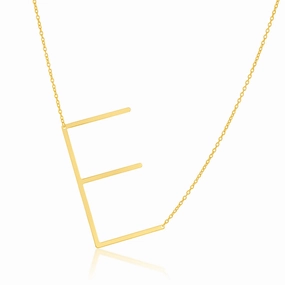 9ct Yellow Gold Silverfilled Initial "E" Pendant on 42 3cm Chain