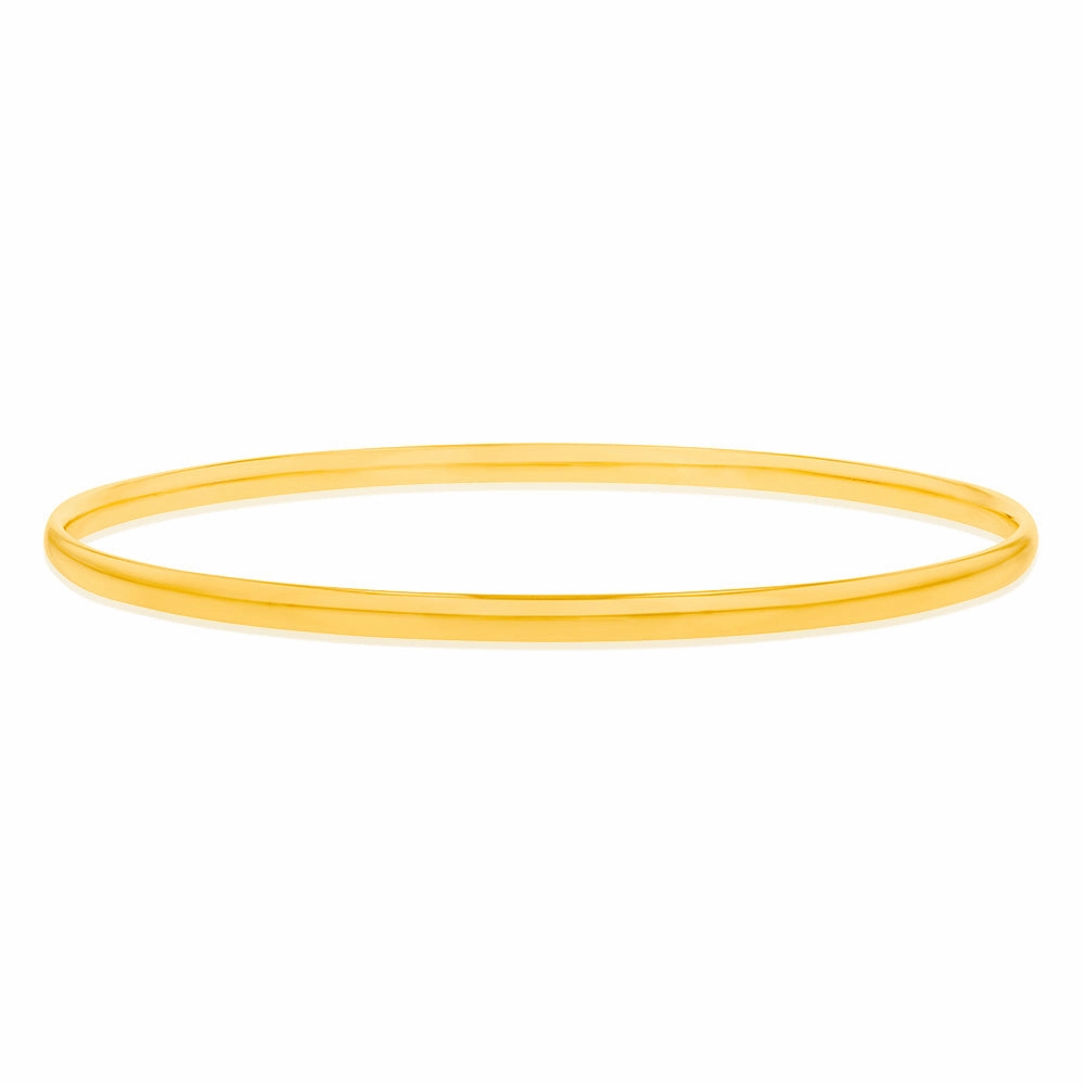 9ct Yellow Gold Silverfilled Light Weight 3mm X 65mm Bangle