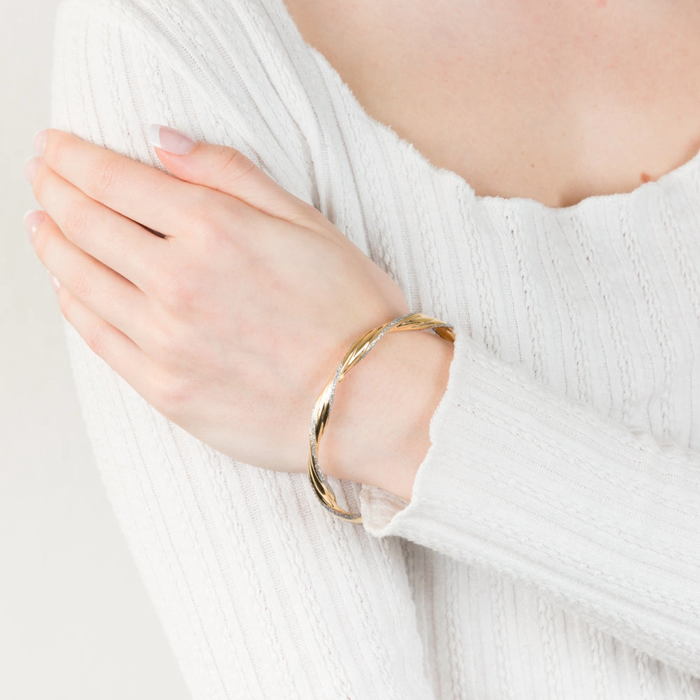 9ct Yellow Gold Silverfilled Stardust Twisted Bangle