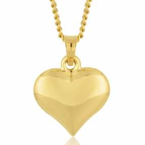 9ct Yellow Gold Small Plain Heart Pendant