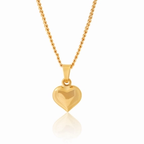 9ct Yellow Gold Small Plain Heart Pendant