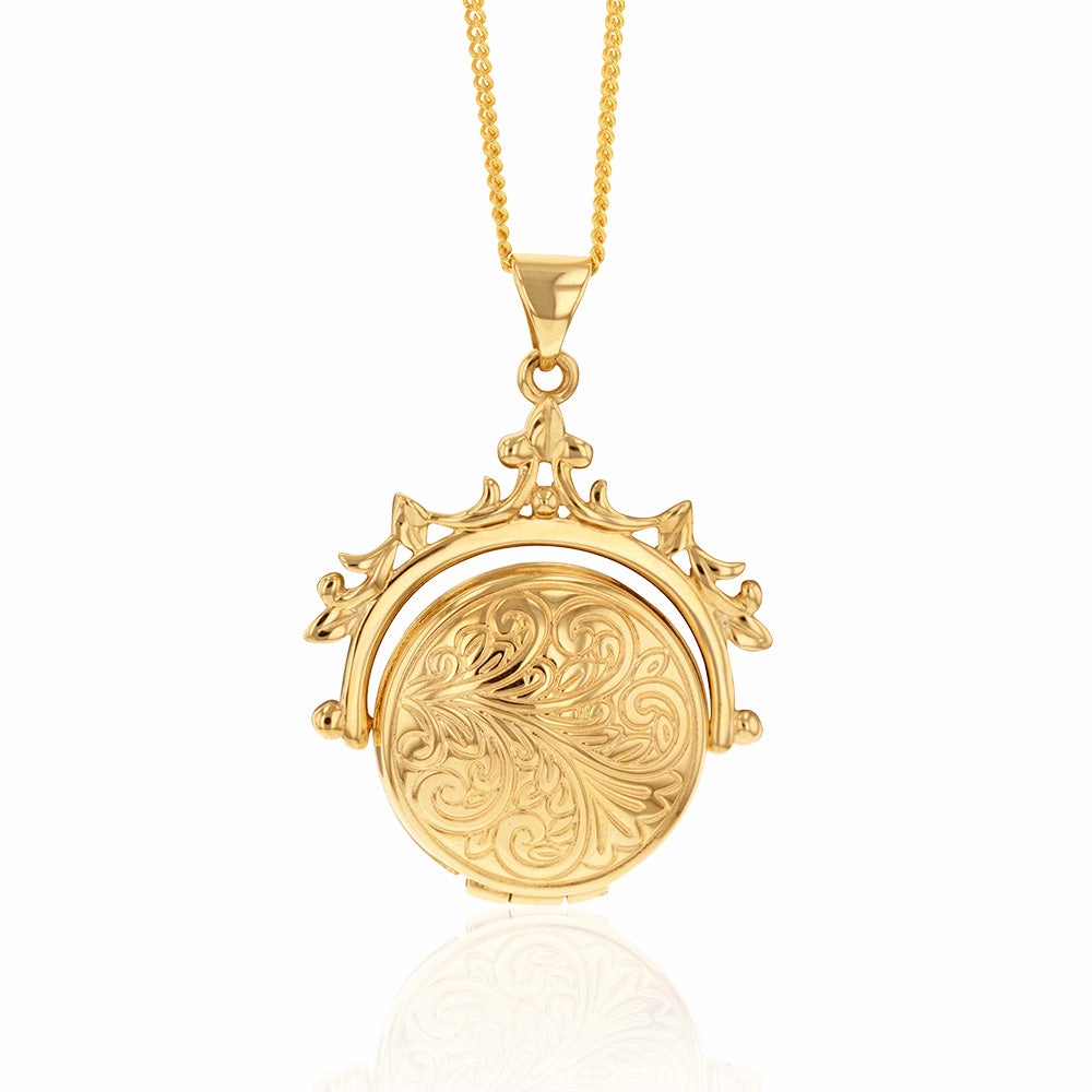 9ct Yellow Gold Spinner Locket Pendant