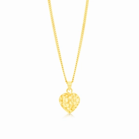 9ct Yellow Gold Textured Heart Pendant