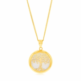 9ct Yellow Gold Tree Of Life Mother Of Pearl Pendant