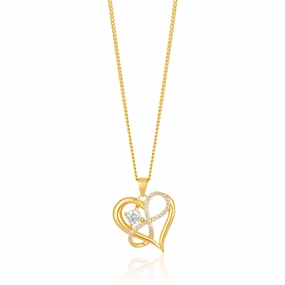 9ct Yellow Gold Zirconia Infinity & Heart Pendant