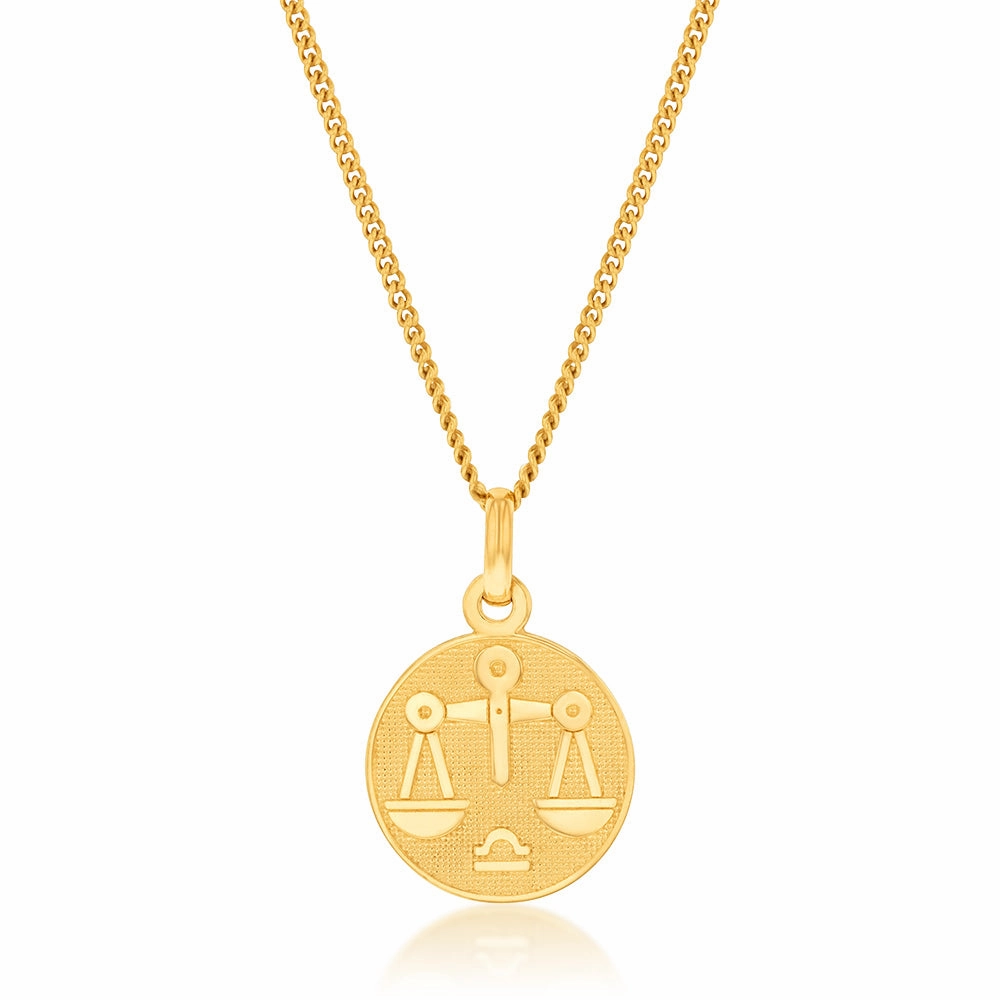 9ct Yellow Gold Zodiac Libra Pendant