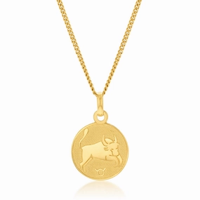 9ct Yellow Gold Zodiac Taurus Pendant