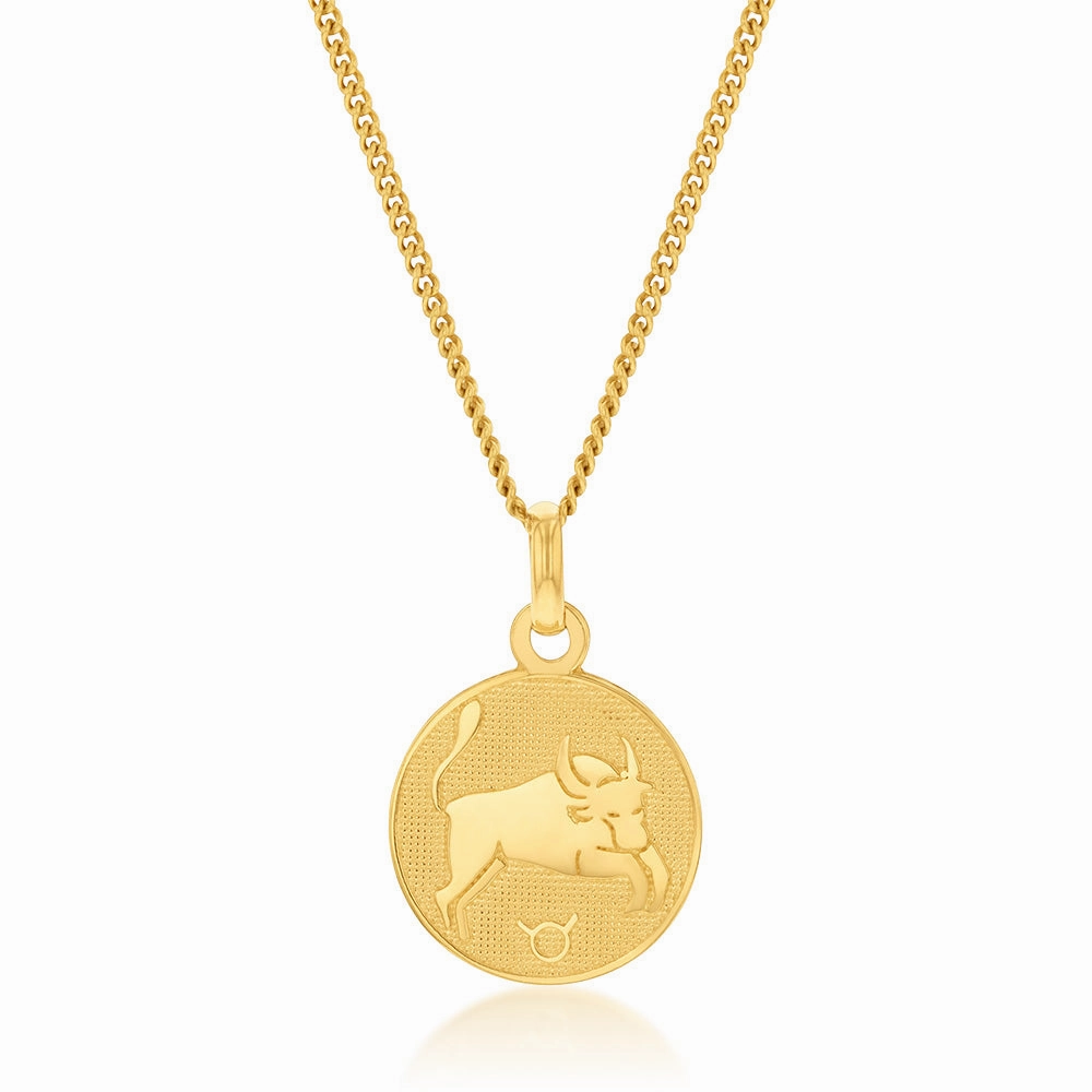 9ct Yellow Gold Zodiac Taurus Pendant