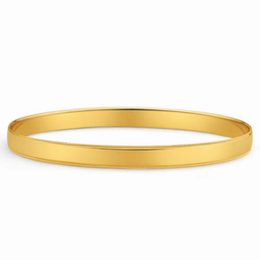 9ct Yellow Solid Gold  6mm x 65mm Edge Milgrain Engraved Bangle
