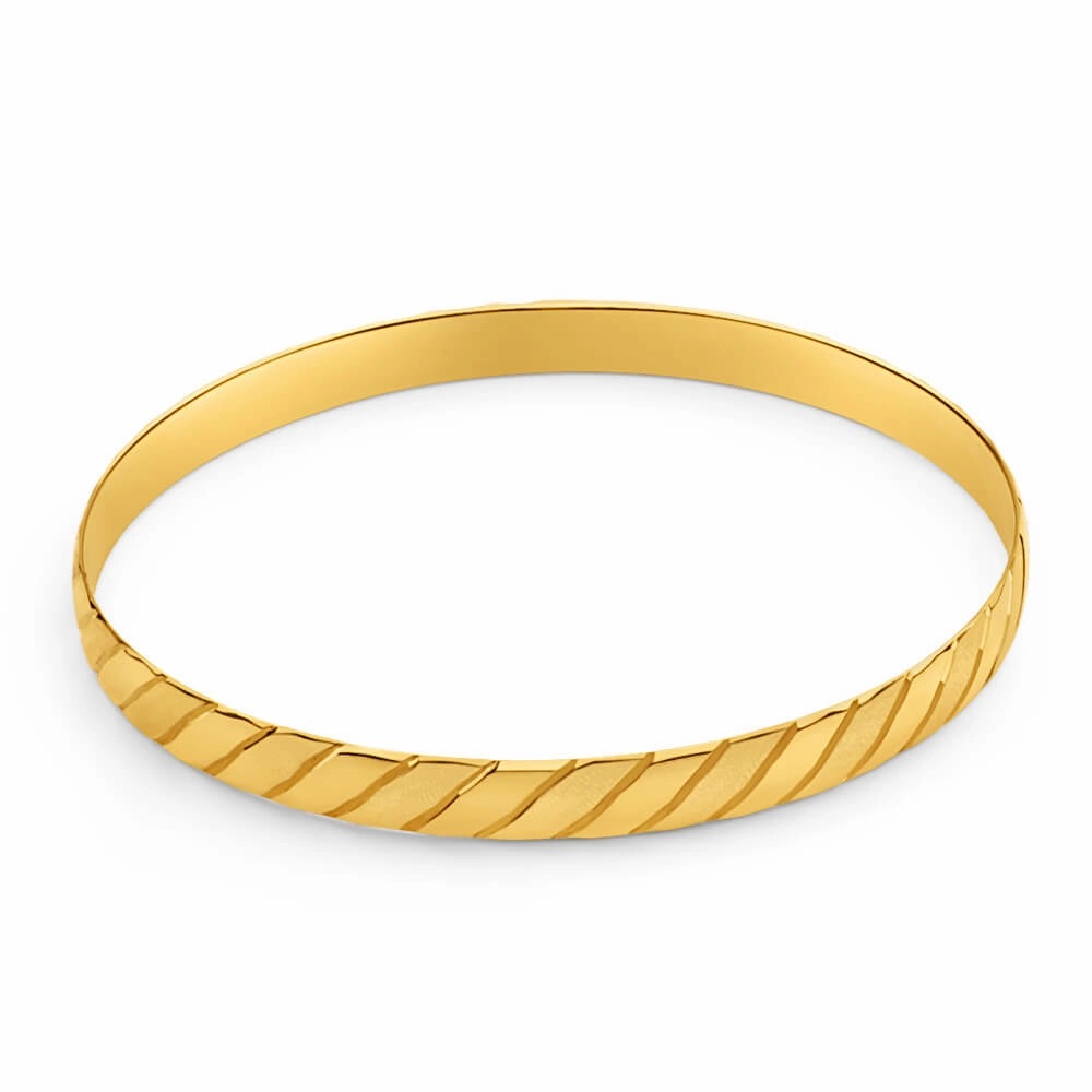 9ct Yellow Solid Gold Divine Bangle