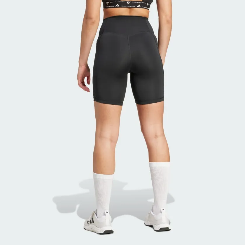 ADIDAS WOMEN'S OPTIME ESSENTIALS POCKET 7' BLACK SHORT LEGGINGS