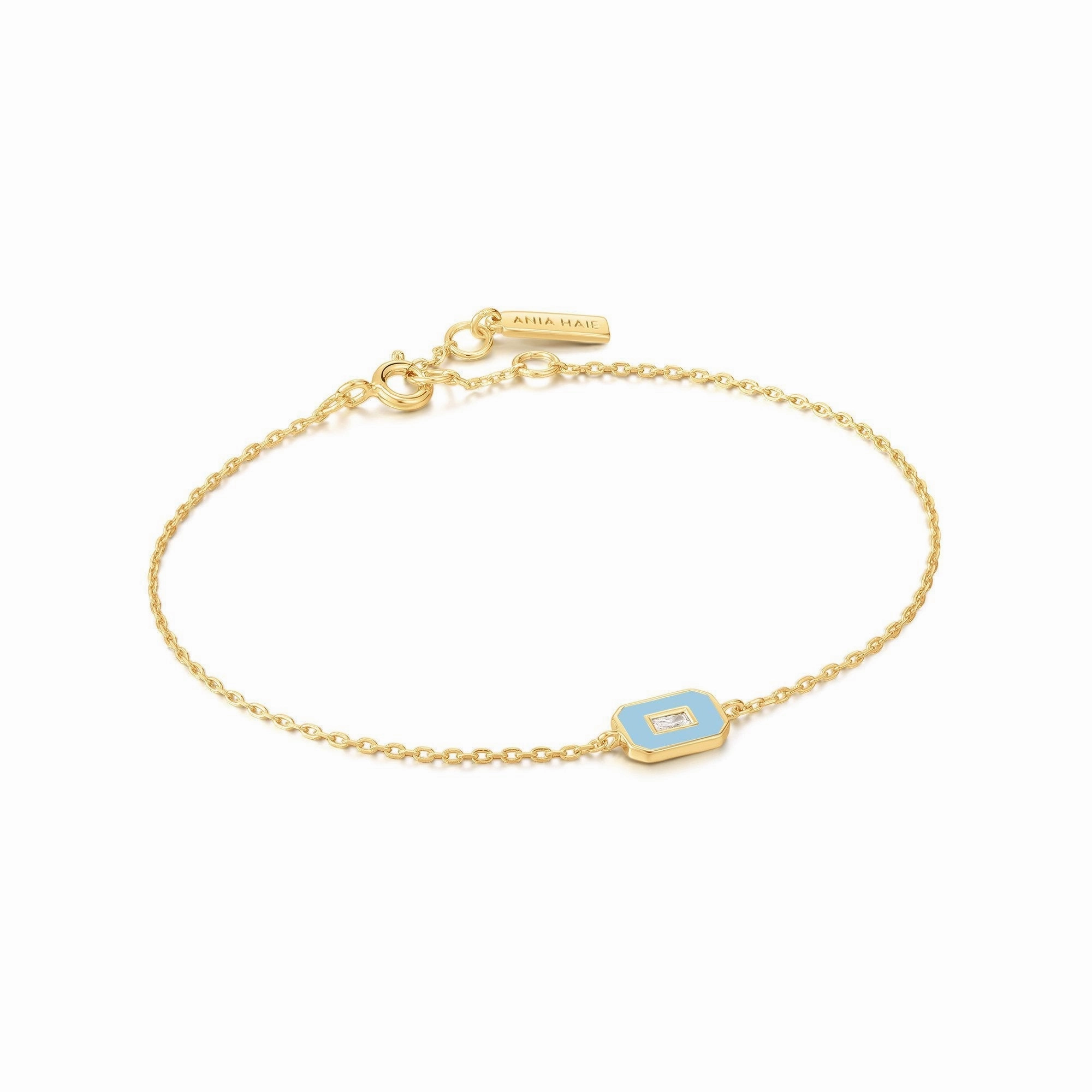 Ania Haie Powder Blue Enamel Emblem Gold Bracelet