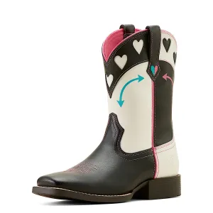 Ariat Kid's Round Up Hearts - Black & White Ariat Shoes