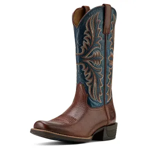 Ariat Men's Hustler Western Boot - Beasty Brown/Pacific Blue Ariat Shoes