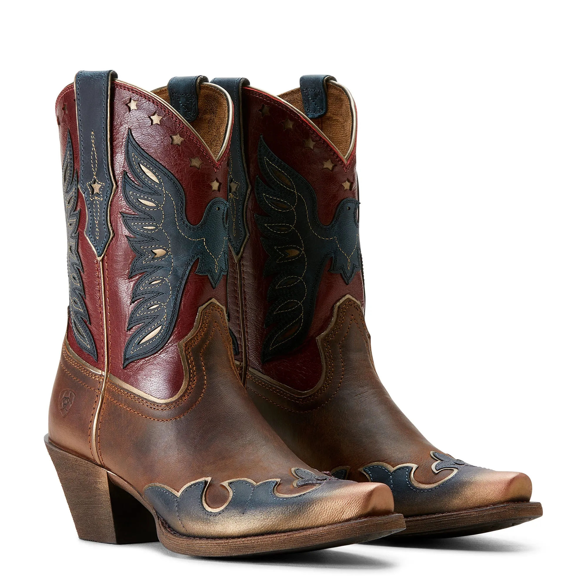 Ariat Women's Bravery Boot - Dusted Fresh Denim/Sassy Brown/Eagle Pride Ariat Shoes