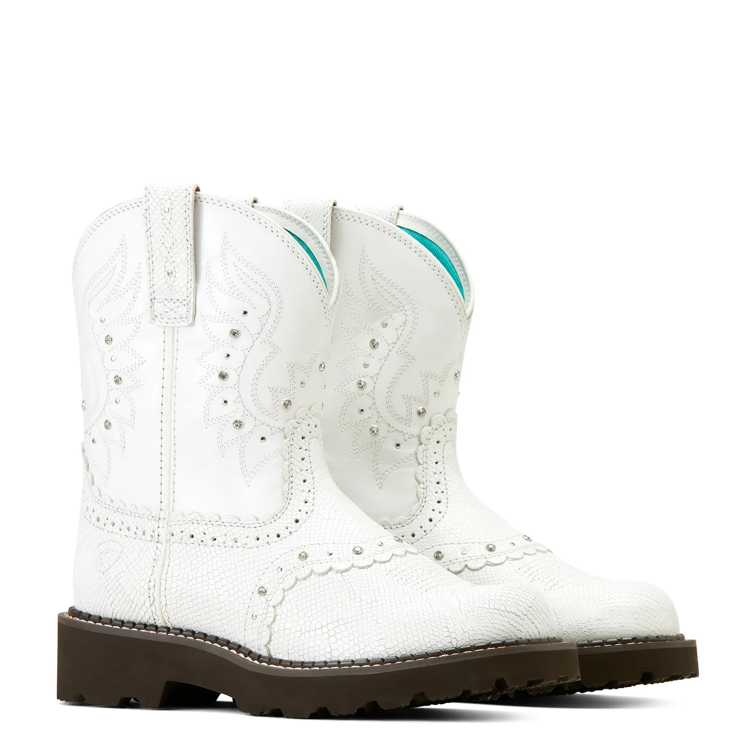 Ariat Womens Gembaby White Snake Emboss / Opulent White Ariat Shoes