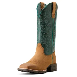 Ariat Women's Hybrid Ranch Time Distressed Acorn Roughout / Depp Teal Ariat Shoes