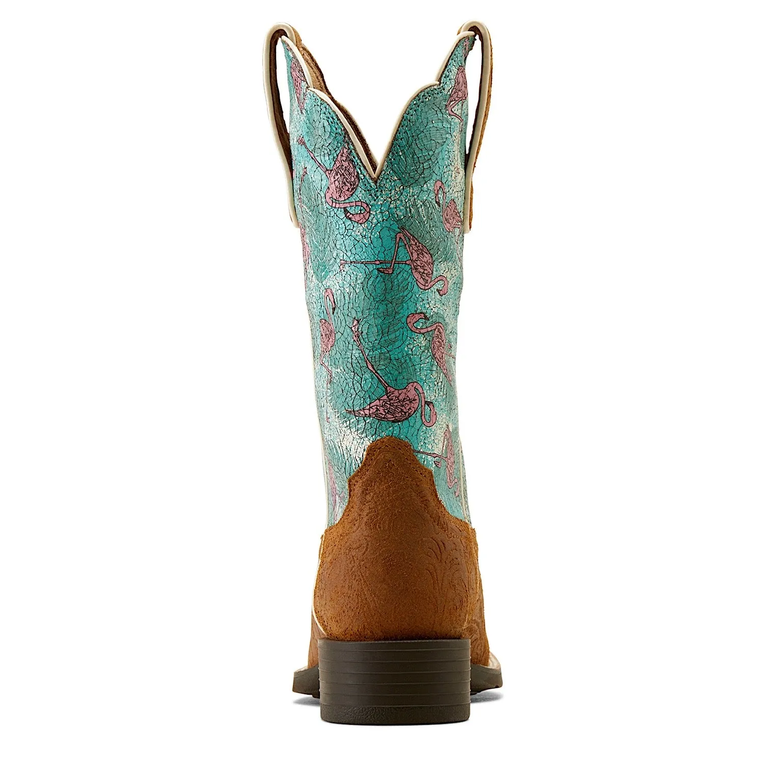 Ariat Womens Round Up Wide Square Toe Boot Embossed Chestnut/Flock O Flamingos Ariat Shoes