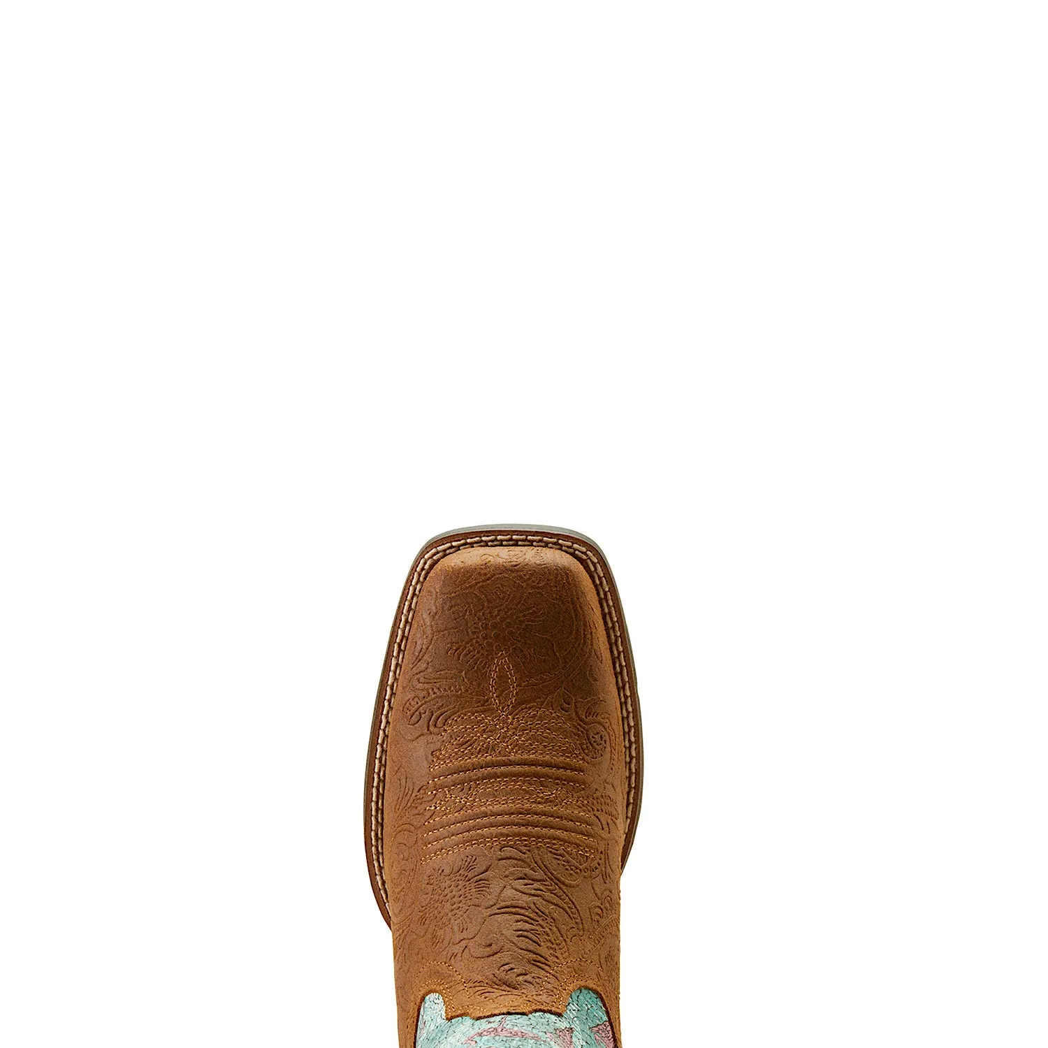 Ariat Womens Round Up Wide Square Toe Boot Embossed Chestnut/Flock O Flamingos Ariat Shoes