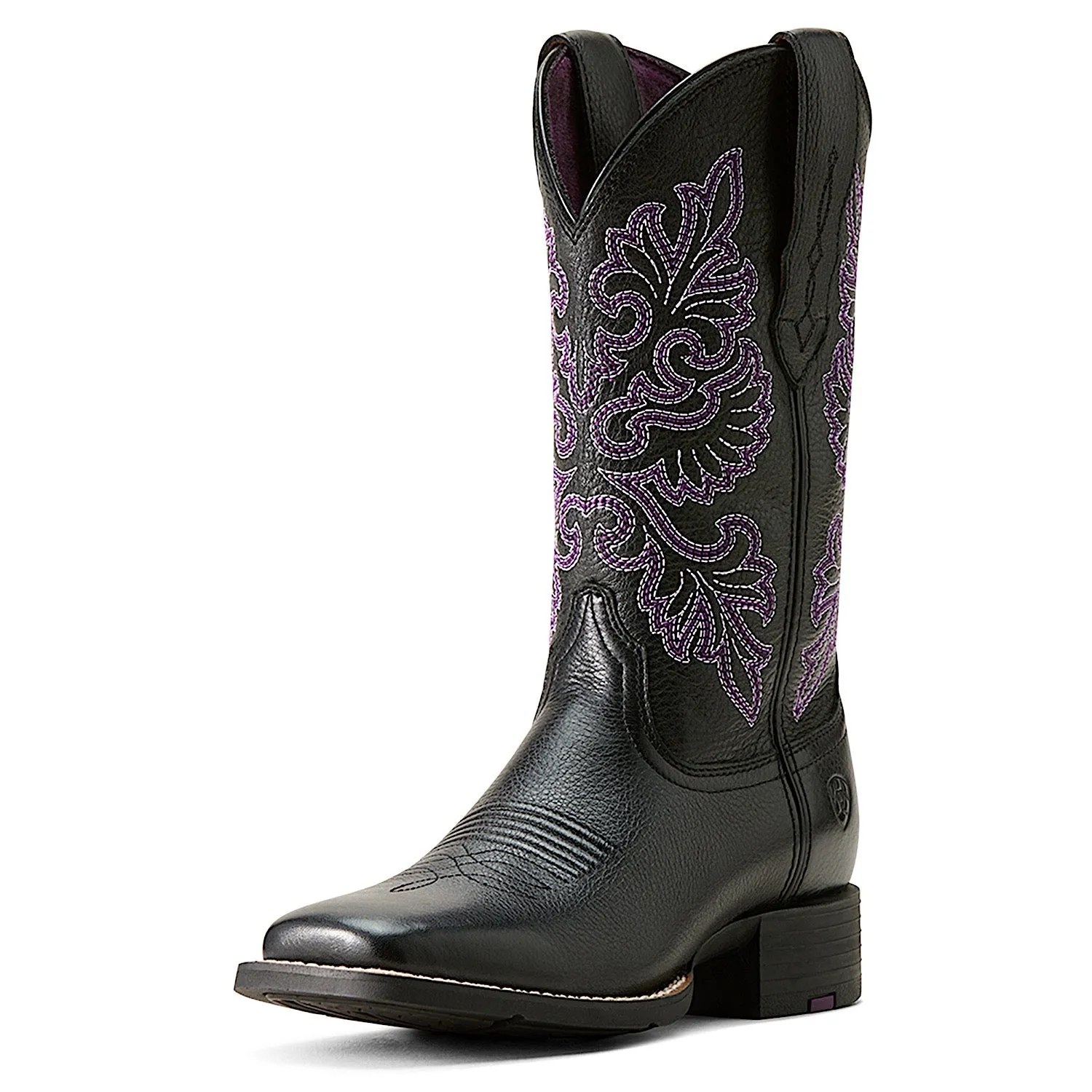 Ariat Women's Round Up Wide Square Toe Stretchfit Western Boot - Black Ariat Shoes